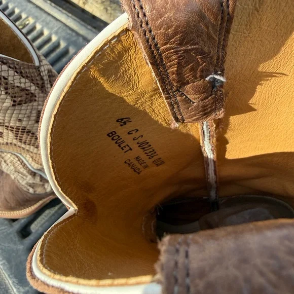 Women’s Boulet Brown leather and Snake boots 6.5 C - Picture 5 of 7